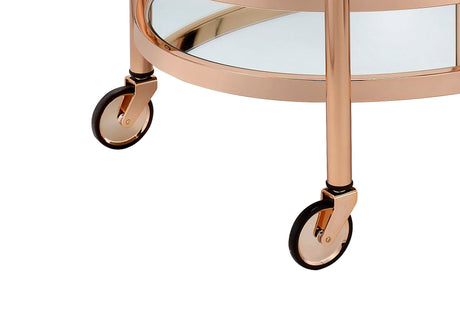 Lakelyn Clear Glass & Rose Gold Finish Serving Cart HouseOfZazla