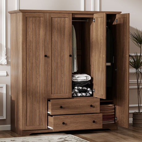 4 Door Wardrobe Armoire With 2 Drawers HouseOfZazla