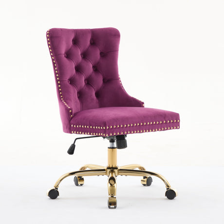 Office Chair Modern Velvet Upholstered Tufted Button (Purple) HouseOfZazla