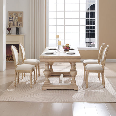 French Country Dining Chairs Set of 2 with Upholstered Round Back HouseOfZazla