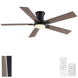 Low Profile Flush Mount Intergrated LED Ceiling Fan With Light And Reversible Quiet Motor