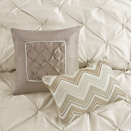 7 Piece Tufted Comforter Set Ivory Queen HouseOfZazla