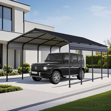 Heavy Duty Carport With Galvanized Roof And Enhanced Base - Anthracite HouseOfZazla