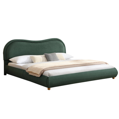 King Size Upholstered Platform Bed Frame with Rounded Corners HouseOfZazla