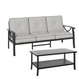 Patio Furniture Set with Coffee Table and Cushions for Backyard