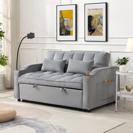 Modern Velvet Loveseat Futon Sofa Couch with Pullout Bed HouseOfZazla