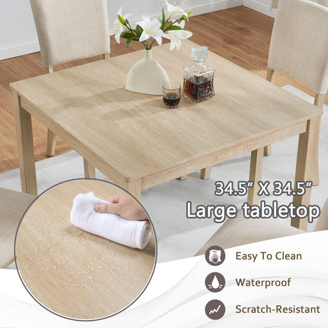 Modern 5-Piece Wooden Dining Table Set for 4 People in Light Oak HouseOfZazla