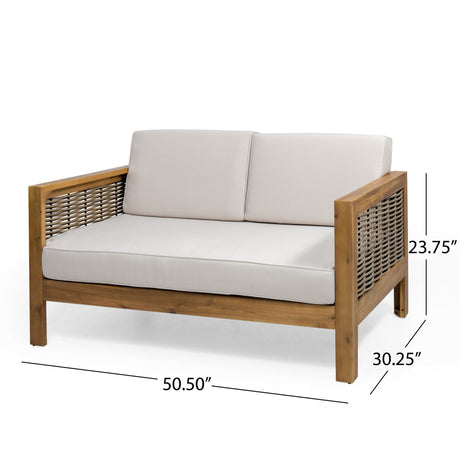 Outdoor Patio Set with Coffee Table and Loveseat - Teak Beige HouseOfZazla