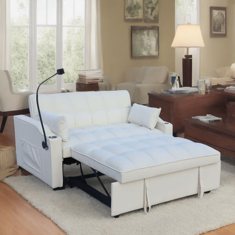 Modern Loveseat Futon Sofa With Pullout Bed, Adjustable Reclining Backrest, Toss Pillows HouseOfZazla