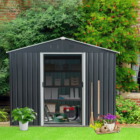Outdoor Metal Storage Shed With Floor Base HouseOfZazla
