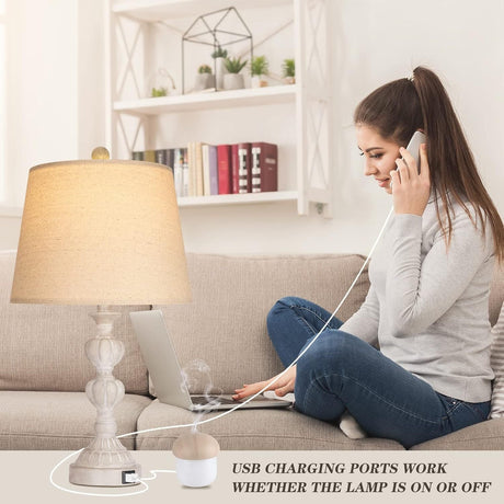 Touch Control Coastal Farmhouse Table Lamp Set of 2 HouseOfZazla