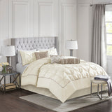 7 Piece Tufted Comforter Set Ivory Queen