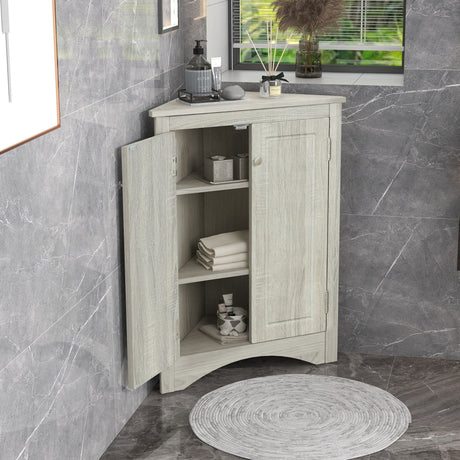 Triangle Bathroom Storage Cabinet With Adjustable Shelves, Freestanding Floor Cabinet For Home Kitchen HouseOfZazla