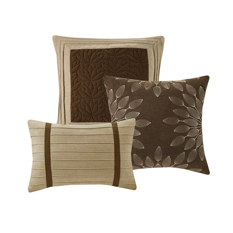 7 Piece Faux Suede Comforter Set Natural Queen HouseOfZazla