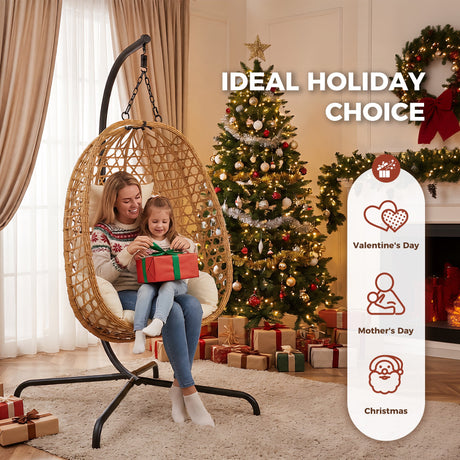 Egg Chair with Stand, Patio Wicker Hanging Chair, Hammock Swing Chair HouseOfZazla