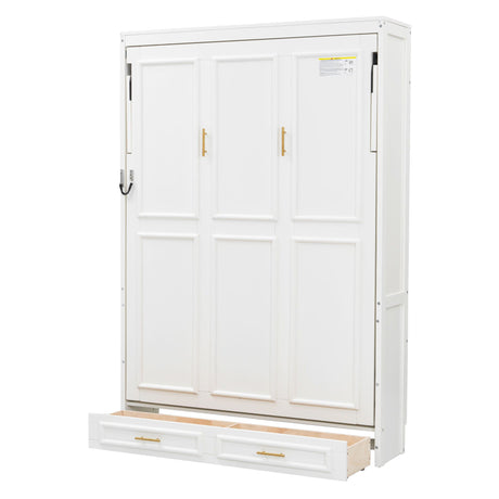 Full Size Murphy Bed With 2 Drawers - Beige HouseOfZazla