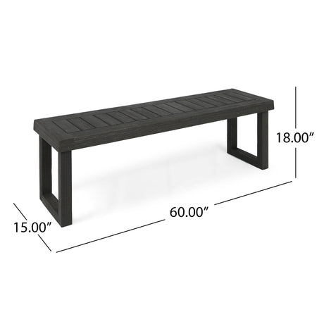 Realm - Outdoor Bench With Slat Panel Top And Base - Dark Gray HouseOfZazla