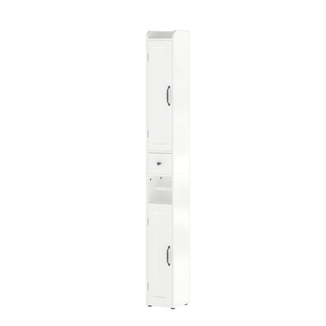 Slim Tall Bathroom Storage Cabinet With Adjustable Shelves, 2 Doors Freestanding Cabinet - White HouseOfZazla