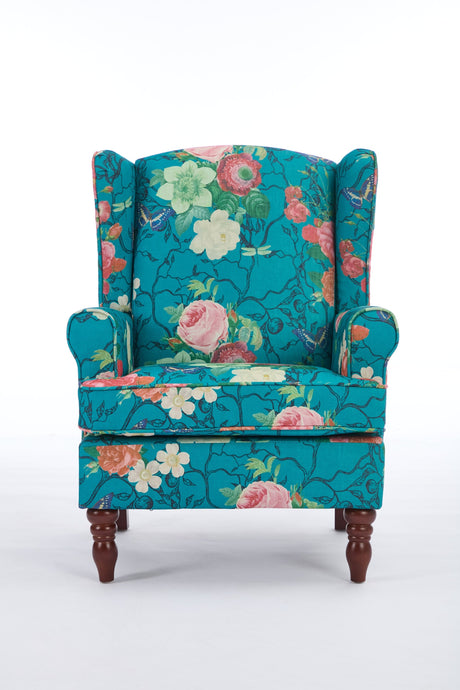 Modern Accent Chair with Retro Wood Legs - Floral HouseOfZazla