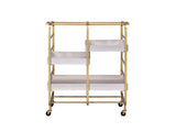 Vorrik Gold & White Washed Finish Serving Cart