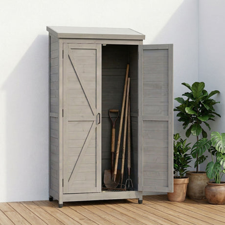 Outdoor Storage Shed With Vertical Tool Cabinet For Backyard HouseOfZazla