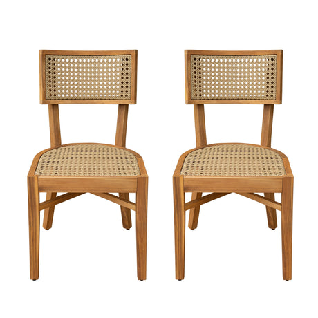Netro Acacia Wood Dining Chair with Light Brown Wicker HouseOfZazla