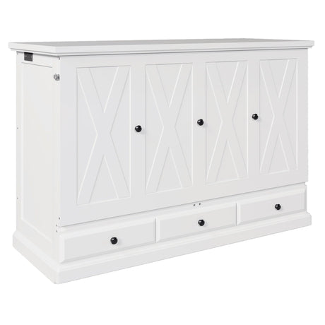 Solid Pine Murphy Bed Chest Cube Cabinet Bed With Charging Station And Large Storage Drawer For Home Office Or Small Room HouseOfZazla