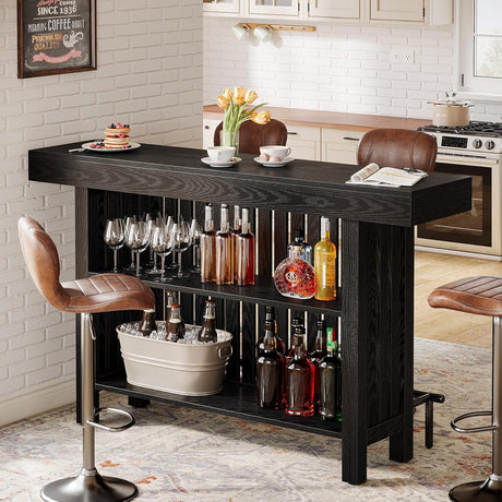 2 Tier Mini Bar Table For Kitchen - Black HouseOfZazla
