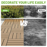 44 Pcs Interlocking Deck Tiles 12" x 12" HDPE Outdoor Flooring