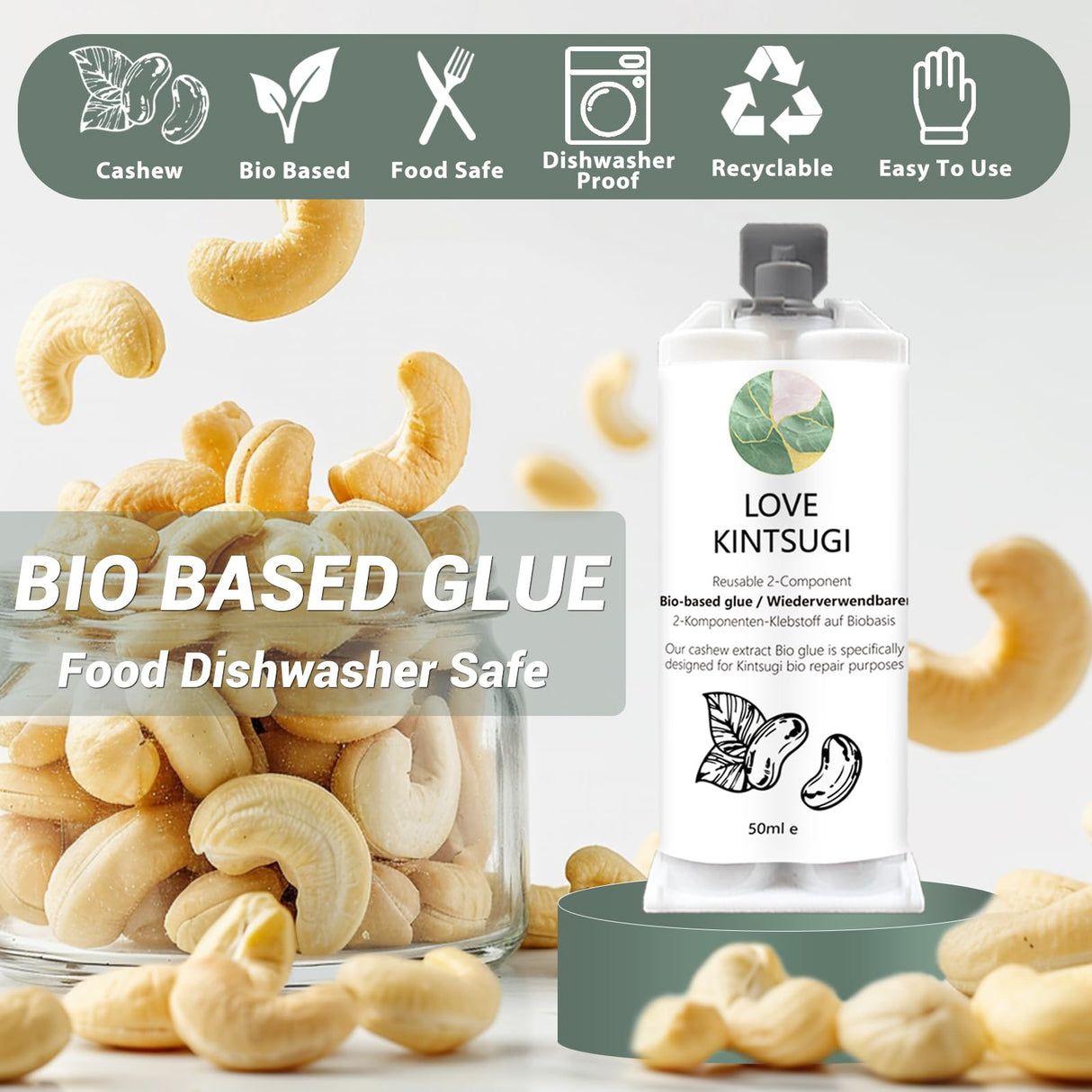 1DFAUL Bio Kintsugi Repair Kit Gold Food Safety Repair Your Meaningful Pottery, Dishwasher Safety, Perfect for Beginners, Bring Japanese Art to Your Home 1DFAUL