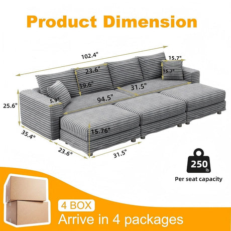 Modern Comfy Upholstered Sofa Cloud Couch & Deep Seat Couches HouseOfZazla