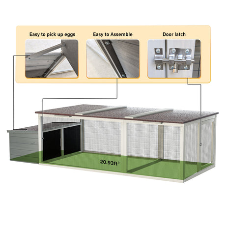 20.93ft² Large Wooden Chicken Coop Outdoor Hen House HouseOfZazla