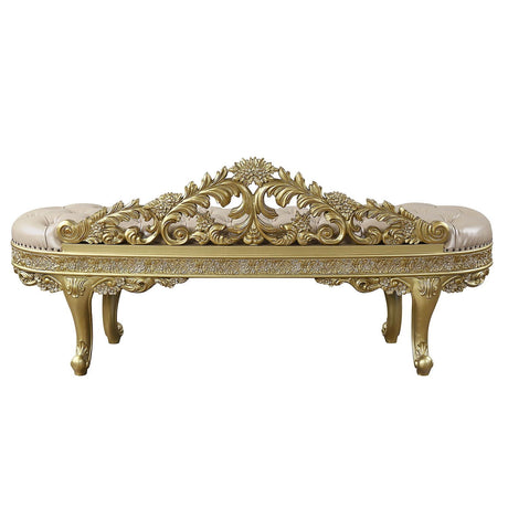 Cabriole - Synthetic Leather Bench - Gold HouseOfZazla