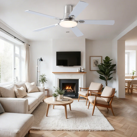 Flush Mount Ceiling Fans With LED Light And Remote Control, 5 Blades HouseOfZazla