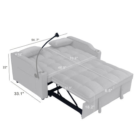 Modern Velvet Loveseat Futon Sofa Couch with Pullout Bed HouseOfZazla