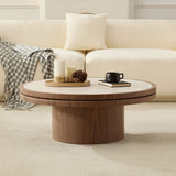 35.43 Inch Coffee Table with Sintered Stone Tabletop in Walnut