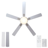 Flush Mount Ceiling Fans With LED Light And Remote Control, 5 Blades