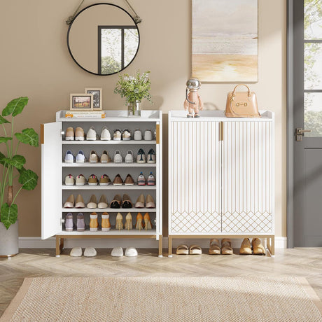 5 Tiers Shoe Storage Organizer With Doors HouseOfZazla