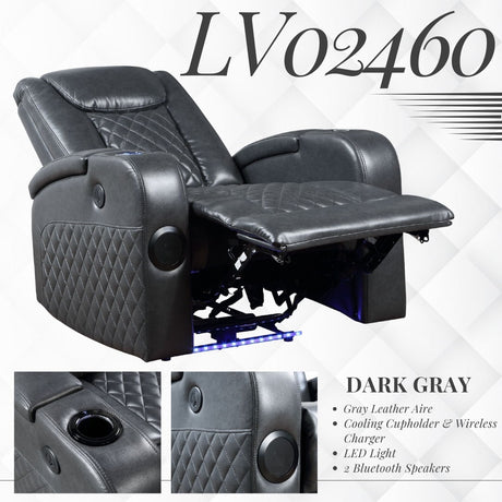 Alair Leather Aire Power Motion Recliner with Bluetooth and Wireless Charger HouseOfZazla
