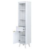 Tall Bathroom Storage Cabinet With Adjustable Shelves And 1 Drawer & Door