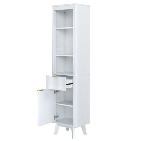 Tall Bathroom Storage Cabinet With Adjustable Shelves And 1 Drawer & Door HouseOfZazla