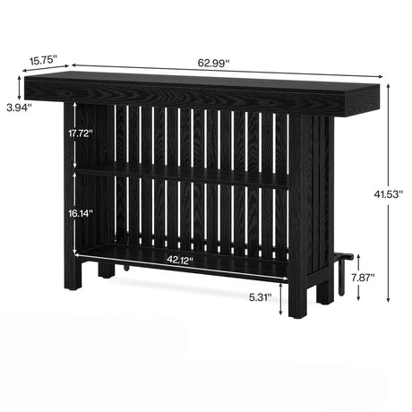 2 Tier Mini Bar Table For Kitchen - Black HouseOfZazla
