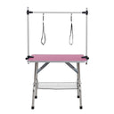 Folding Dog Pet Grooming Table Stainless Steel Frame Rubber Mat On Board With Adjustable Arm And Clamps Pet Dog Cat Grooming Table HouseOfZazla