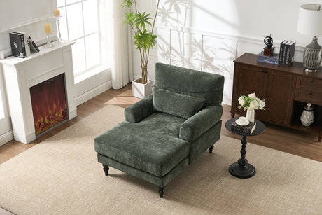 Modern Chaise Lounge Upholstered Sofa Recliner Chair in Green HouseOfZazla