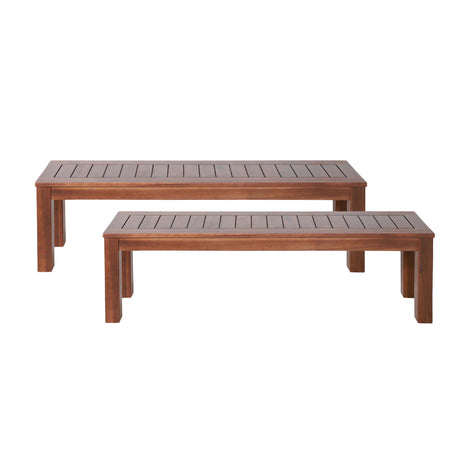 Acacia Wood Outdoor Bench with Beautiful Slat Paneling - Dark Brown HouseOfZazla