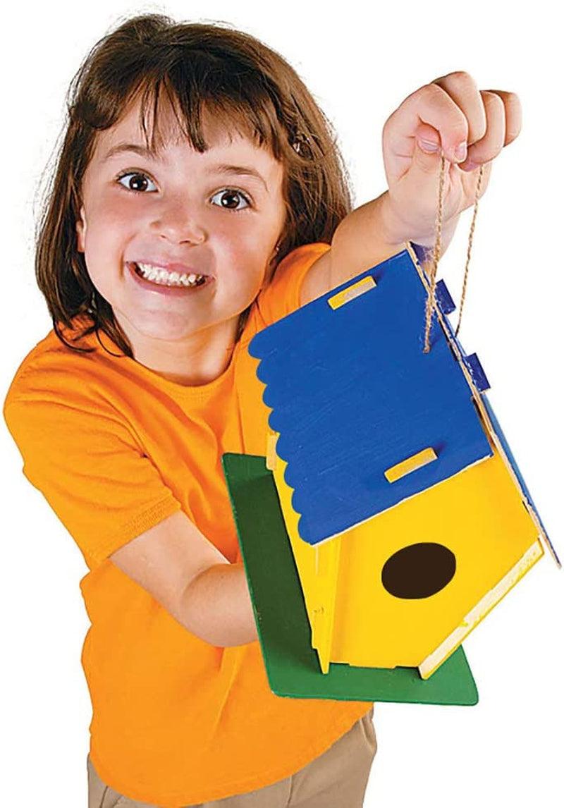 2 Set Unfinished Wooden Birdhouses Kit for Children to Build and Paint Bird House Kids DIY - WoodArtSupply