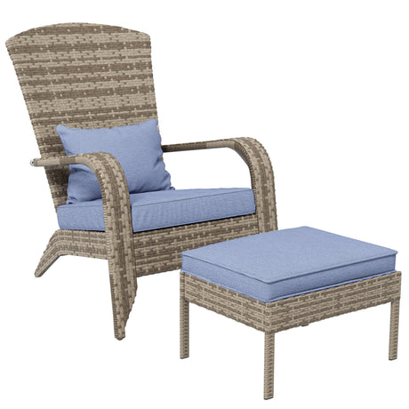 Wicker Adirondack Chair with Ottoman HouseOfZazla