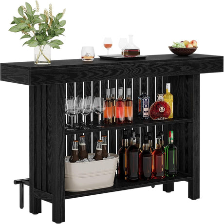 2 Tier Mini Bar Table For Kitchen - Black HouseOfZazla