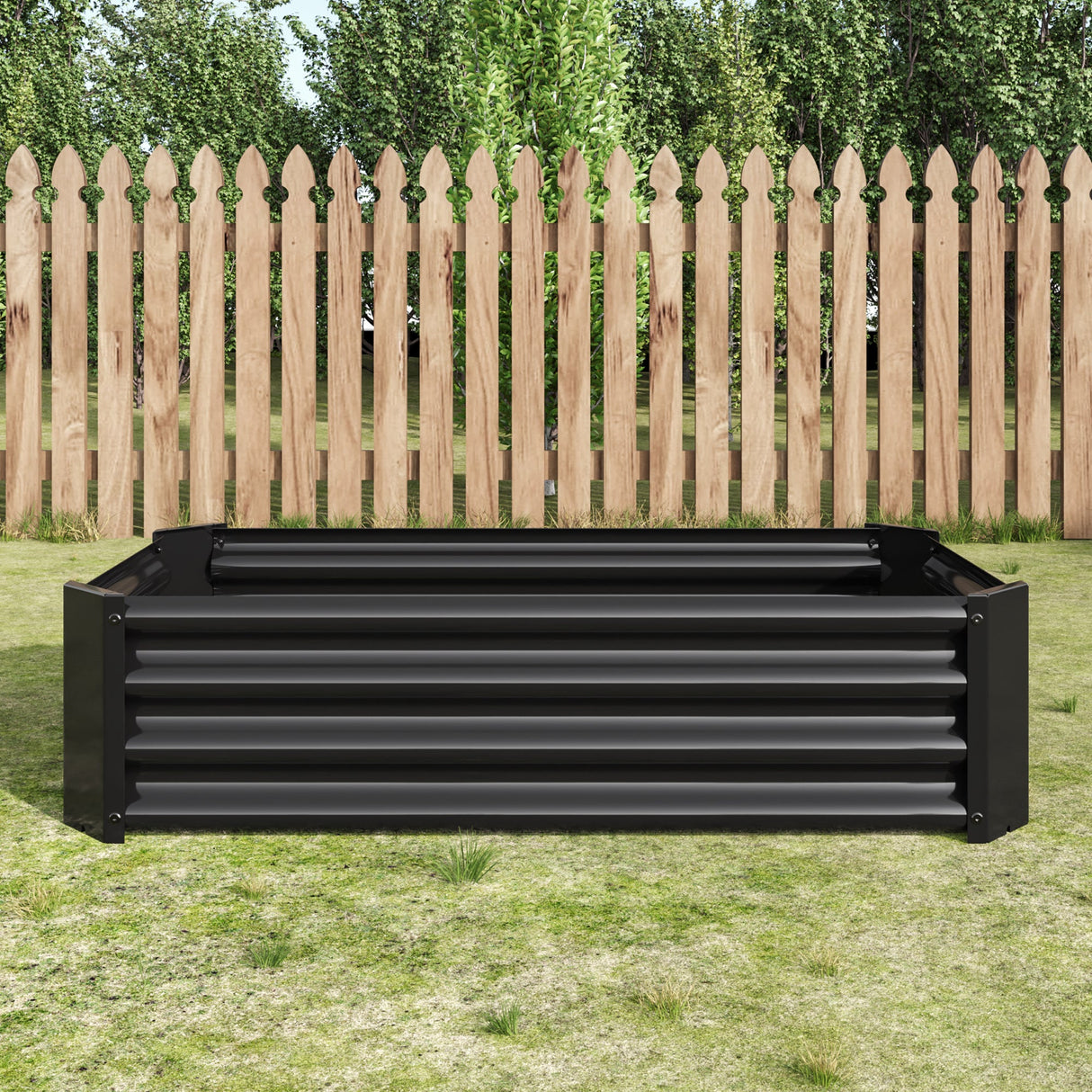 Black 4×2×1ft Metal Raised Garden Bed