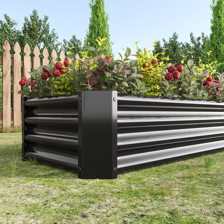 Black 4×2×1ft Metal Raised Garden Bed HouseOfZazla